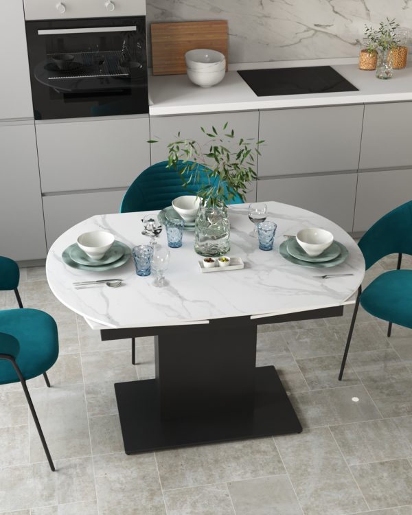 Стол обеденный Хлоя раскладной 120-180*90 керамика светлая — изображение 3