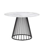 Стол обеденный Ливерпуль 110*110 белый мрамор черная ножка