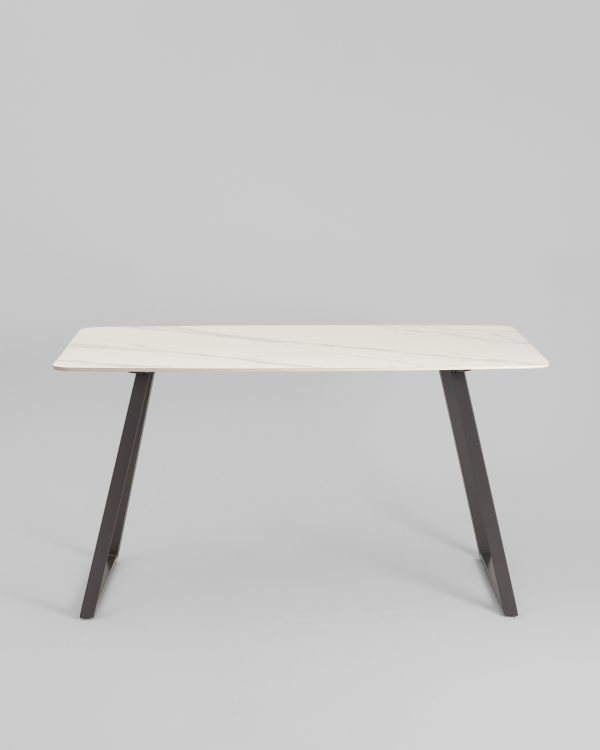 Стол обеденный Vermont 140*80 см керамика белая ножки серые — изображение 3