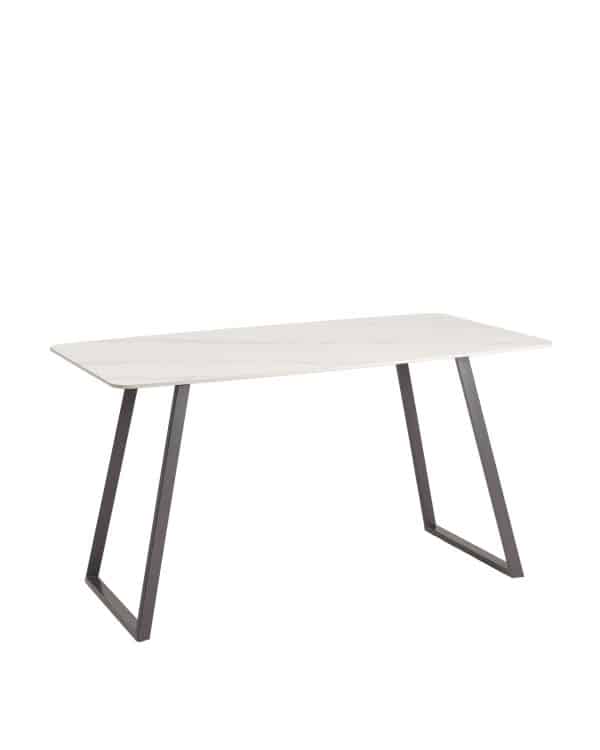 Стол обеденный Vermont 140*80 см керамика белая ножки серые