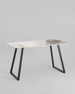 Стол обеденный Vermont 140*80 см керамика светлая ножки черные — изображение 2