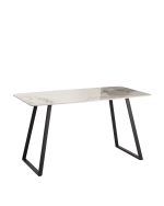 Стол обеденный Vermont 140*80 см керамика светлая ножки черные