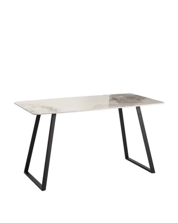 Стол обеденный Vermont 140*80 см керамика светлая ножки черные