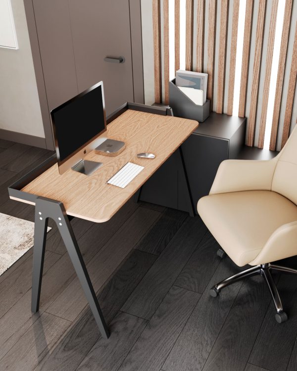 Стол письменный Pyramid 118*53 светлое дерево/черный — изображение 3