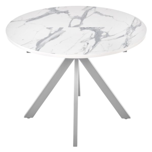 stol-rudolf-kruglyj-raskladnoj-100-130x100x75sm-belyj-mramor-belyj-4 Стол Rudolf круглый раскладной 100-130x100x75см, белый мрамор, белый — изображение 5