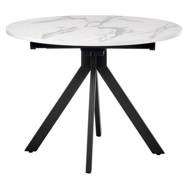 Стол Rudolf круглый раскладной 100-130x100x75см, белый мрамор, чёрный — изображение 4