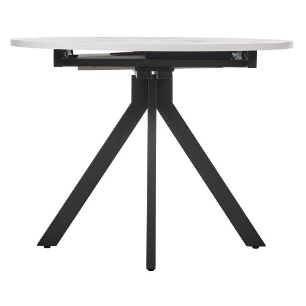 Стол Rudolf круглый раскладной 100-130x100x75см, белый мрамор, чёрный — изображение 5