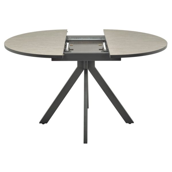 Стол Rudolf круглый раскладной 100-130x100x75см, Бетон слюда, чёрный — изображение 4