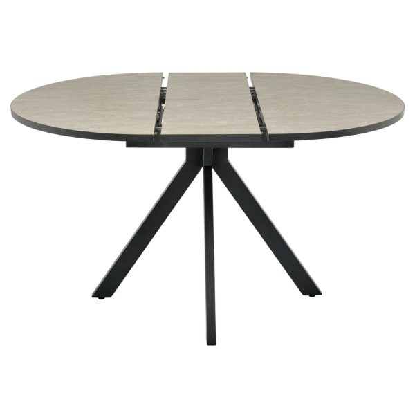 Стол Rudolf круглый раскладной 100-130x100x75см, Бетон слюда, чёрный — изображение 5