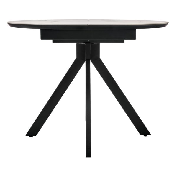 Стол Rudolf круглый раскладной 100-130x100x75см, светлый керамогранит, черный — изображение 4