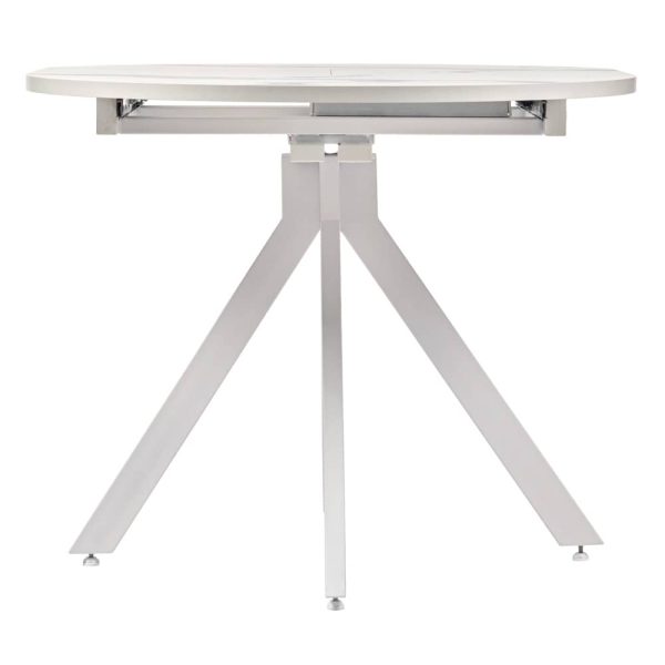 Стол Rudolf круглый раскладной 90-120x90x75см, белый мрамор, белый — изображение 4