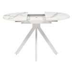 Стол Rudolf круглый раскладной 90-120x90x75см, белый мрамор, белый — изображение 5