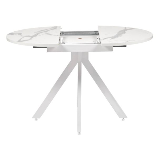 Стол Rudolf круглый раскладной 90-120x90x75см, белый мрамор, белый — изображение 5