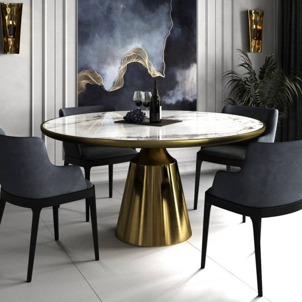 Стол Yoda диам.100см, керамогранит чёрный мрамор — изображение 4