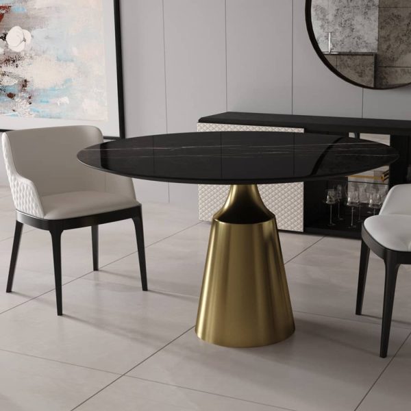 Стол Yoda диам.100см, керамогранит чёрный мрамор — изображение 5