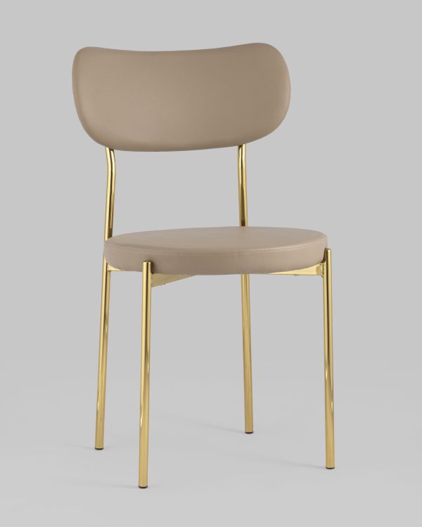 Стул Барбара экокожа бежевая золотые ножки — изображение 2