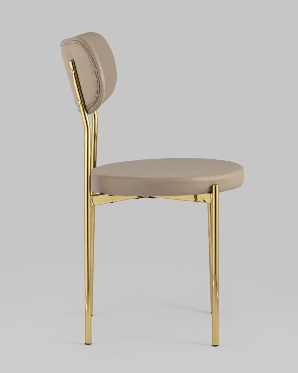 Стул Барбара экокожа бежевая золотые ножки — изображение 3