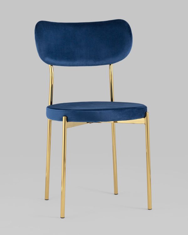 Стул Барбара велюр синий золотые ножки — изображение 2