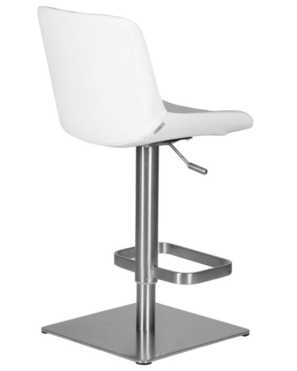 Стул барный DOBRIN ALDO, белый PU P23, основание из нержавеющей стали — изображение 4