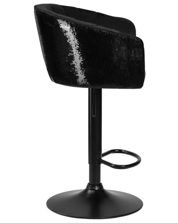 Стул барный DOBRIN DARCY BLACK SHINY, черный велюр с черно-золотыми пайетками — изображение 3