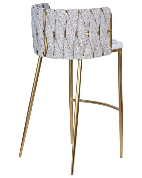 Стул барный DOBRIN EMMA GOLD, белый PU (T-01), белая ткань (F-49) — изображение 4
