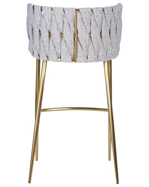 Стул барный DOBRIN EMMA GOLD, белый PU (T-01), белая ткань (F-49) — изображение 5