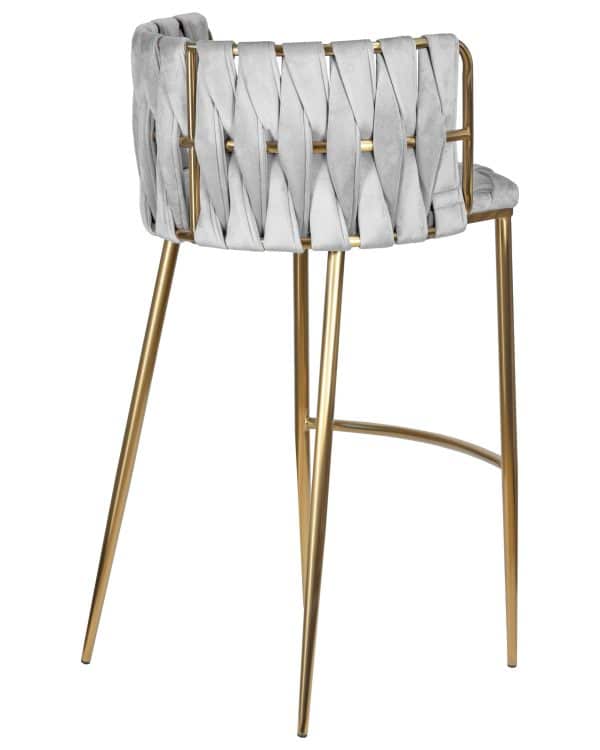 Стул барный DOBRIN EMMA GOLD, светло-серый велюр (135-37) — изображение 4
