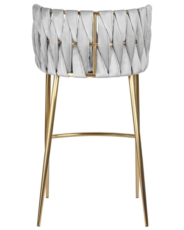Стул барный DOBRIN EMMA GOLD, светло-серый велюр (135-37) — изображение 5