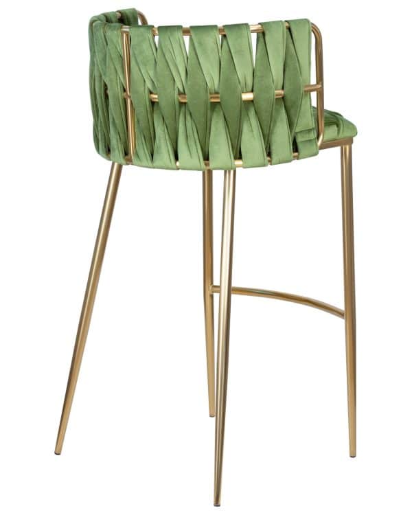 Стул барный DOBRIN EMMA GOLD, зеленый велюр (VF-08) — изображение 4