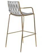 Стул барный DOBRIN MILLER GOLD, светло-серый велюр (135-37) — изображение 4