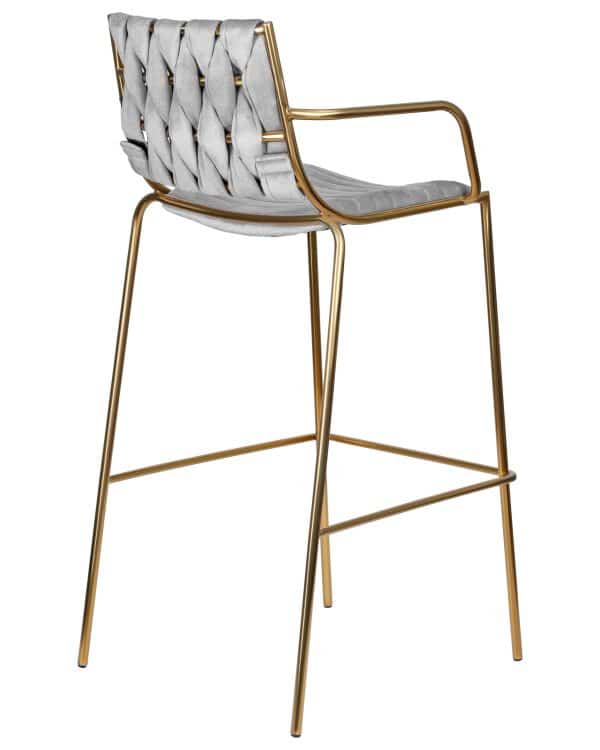 Стул барный DOBRIN MILLER GOLD, светло-серый велюр (135-37) — изображение 4