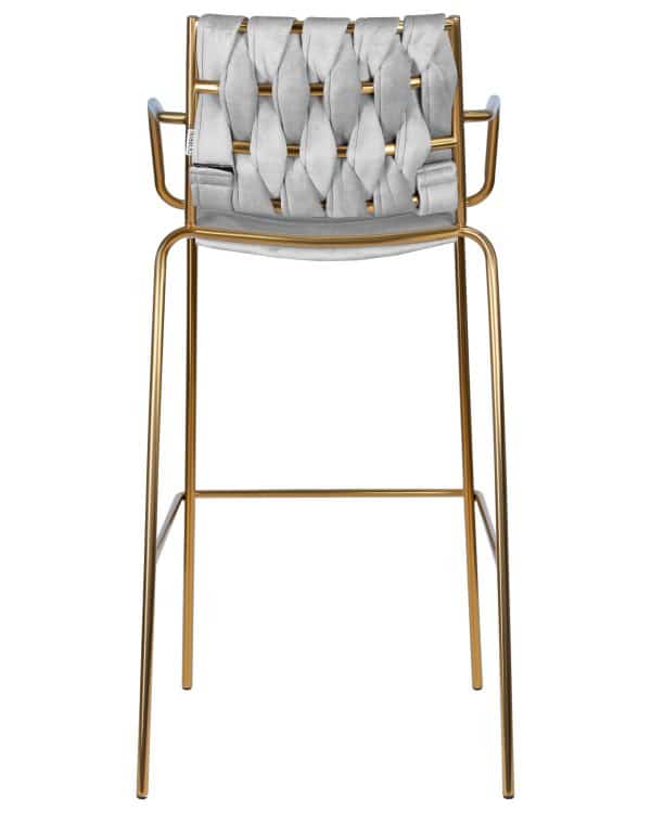 Стул барный DOBRIN MILLER GOLD, светло-серый велюр (135-37) — изображение 5
