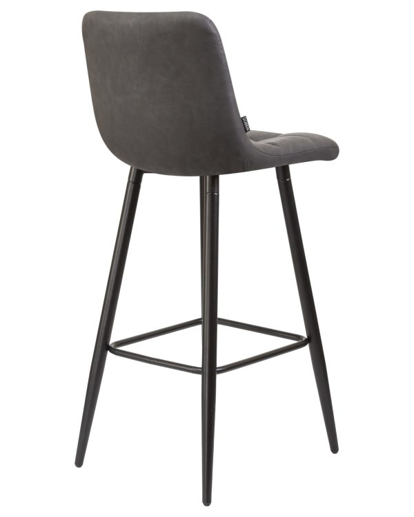 Стул барный DOBRIN NICOLE, черные матовые ножки, серая антрацитовая винтажная экокожа (RU-08) — изображение 4