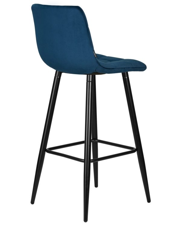 Стул барный DOBRIN NICOLE, черные матовые ножки, темно-синий велюр (108-95) — изображение 4