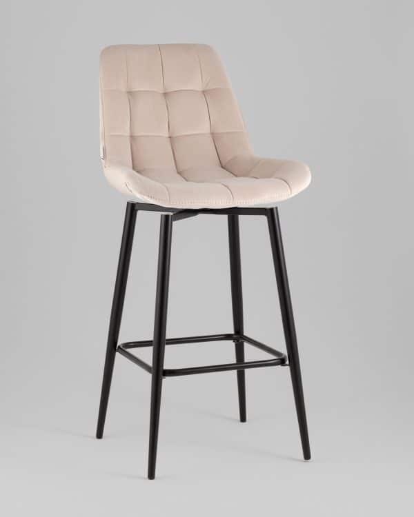 Стул барный Флекс с поворотным механизмом велюр бежевый — изображение 2