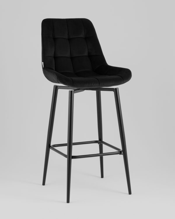 Стул барный Флекс с поворотным механизмом велюр черный — изображение 2