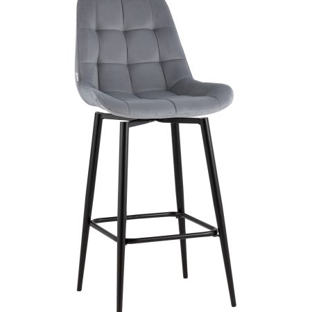 Стул барный Флекс с поворотным механизмом велюр велютто серый
