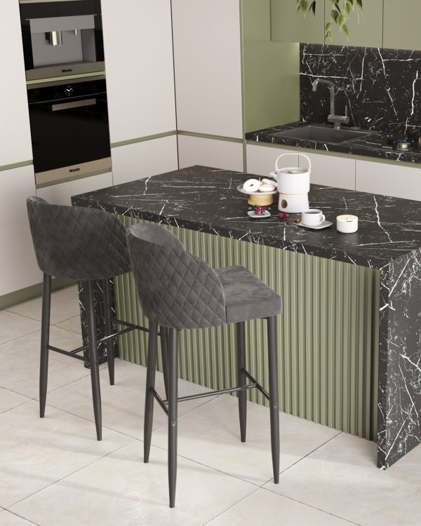 Стул барный Оскар велюр серый — изображение 3