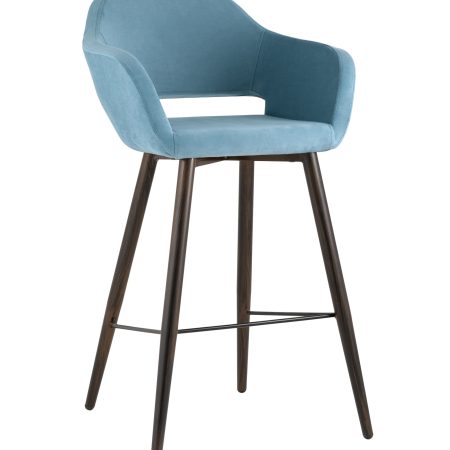 Стул барный Саймон велюр пыльно-голубой