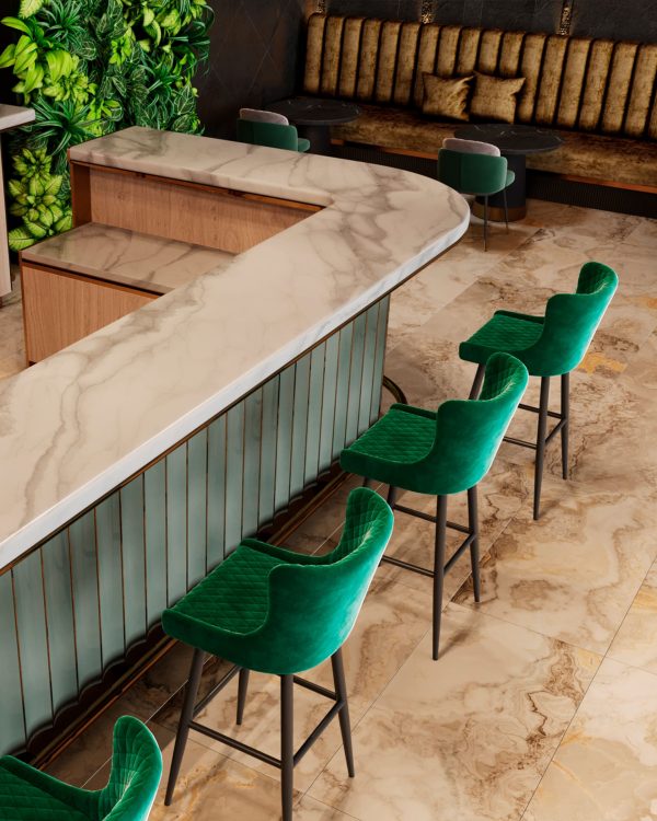 Стул барный Ститч велюр изумрудный — изображение 3