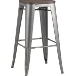 Стул барный TOLIX WOOD серебристый матовый