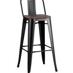 Стул барный TOLIX WOOD со спинкой черный глянцевый