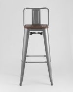 Стул барный TOLIX WOOD со спинкой серебристый матовый — изображение 3
