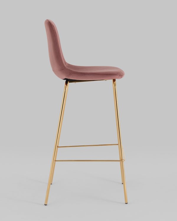 Стул барный Валенсия SN велюр пыльно-розовый золотые ножки 2 шт — изображение 3