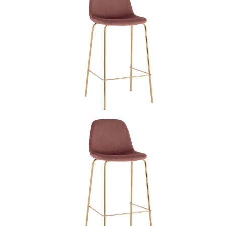 Стул барный Валенсия SN велюр пыльно-розовый золотые ножки 2 шт