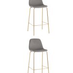 Стул барный Валенсия SN велюр серый золотые ножки 2 шт