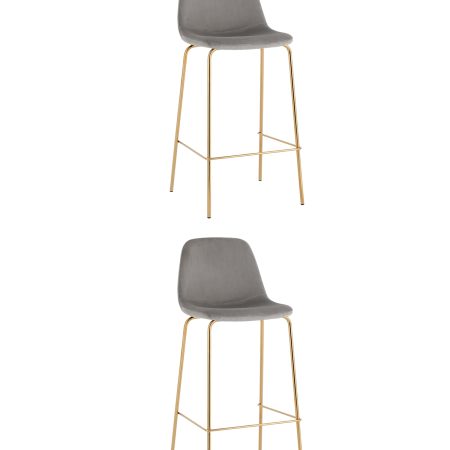 Стул барный Валенсия SN велюр серый золотые ножки 2 шт