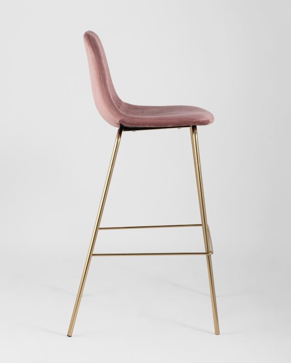 Стул барный Валенсия велюр пыльно-розовый золотые ножки — изображение 3