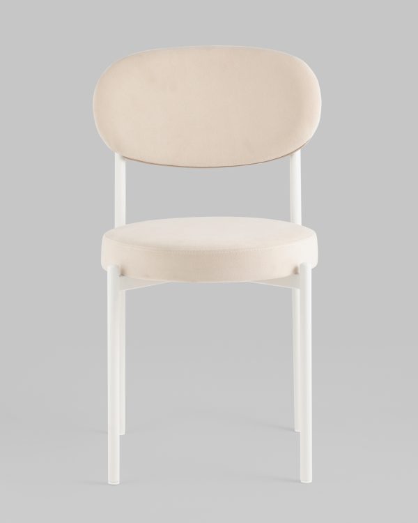 Стул Бриф SN велюр молочный каркас белый муар — изображение 2