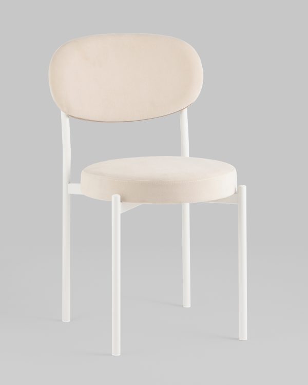 Стул Бриф SN велюр молочный каркас белый муар — изображение 3